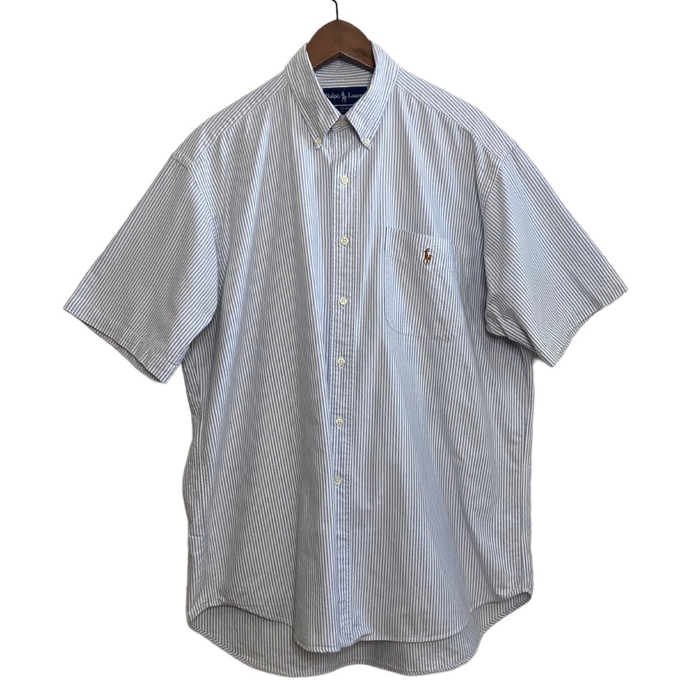 Men's Blue Striped Polo by Ralph Lauren Shirt